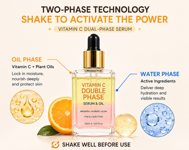 DOUBLE PHASE Vitamin C Facial Serum & Oil | Brightening & Hydrating | 30ml