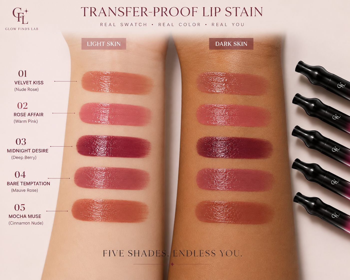 Glow Finds Lab Velvet Lip Stain Transfer-Proof • Waterproof • All-Day Wear