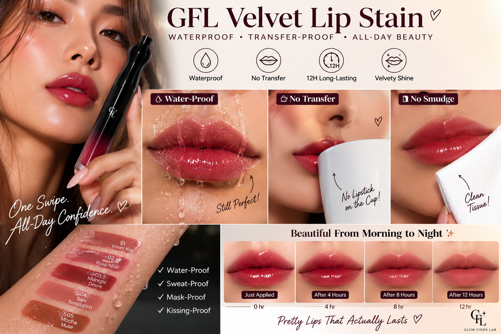 Glow Finds Lab Velvet Lip Stain Transfer-Proof • Waterproof • All-Day Wear