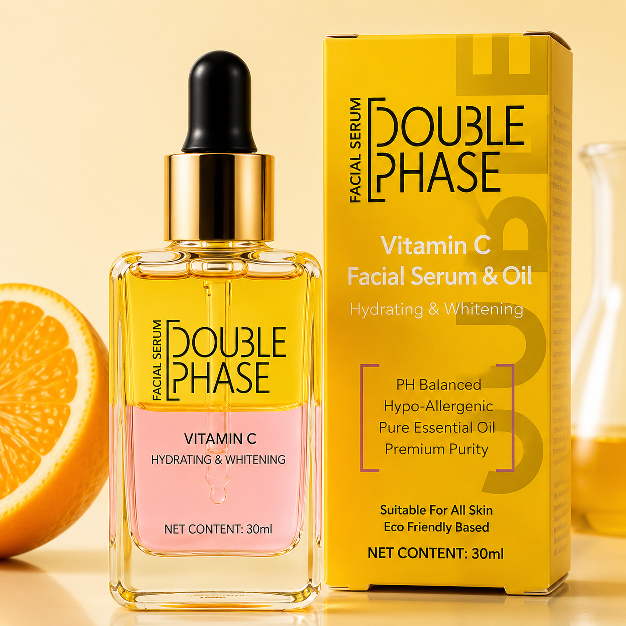 DOUBLE PHASE Vitamin C Facial Serum & Oil | Brightening & Hydrating | 30ml