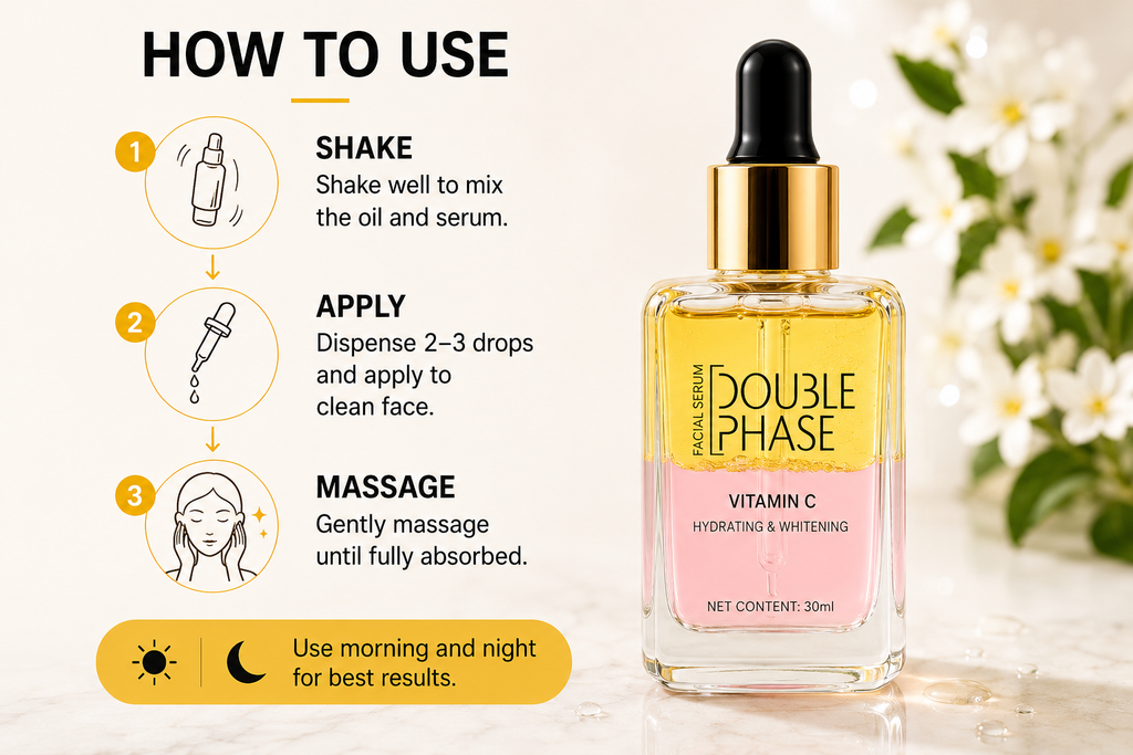DOUBLE PHASE Vitamin C Facial Serum & Oil | Brightening & Hydrating | 30ml