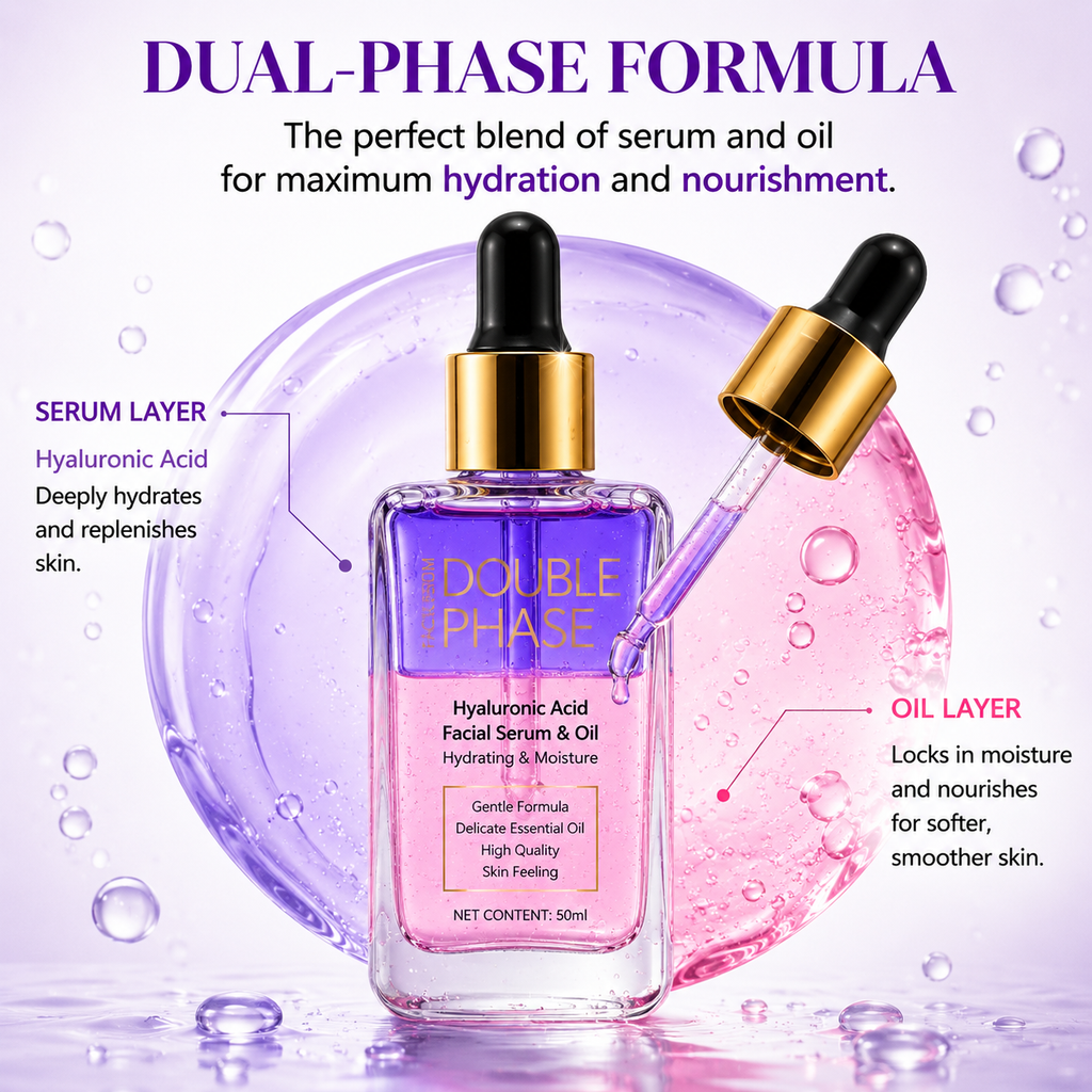 Title  DOUBLE PHASE Hyaluronic Acid Facial Serum & Oil | Deep Hydration & Moisturizing | 30ml