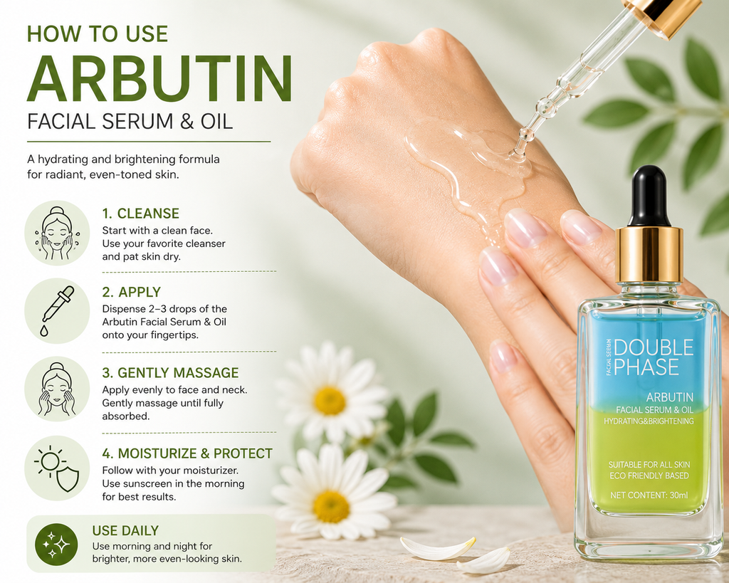 DOUBLE PHASE Arbutin Facial Serum & Oil | Brightening & Hydrating | 30ml